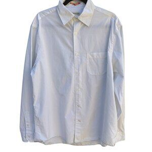 Carbon2Cobalt Mens White Long Sleeve Button-Up All Cotton Classic Dress Shirt L
